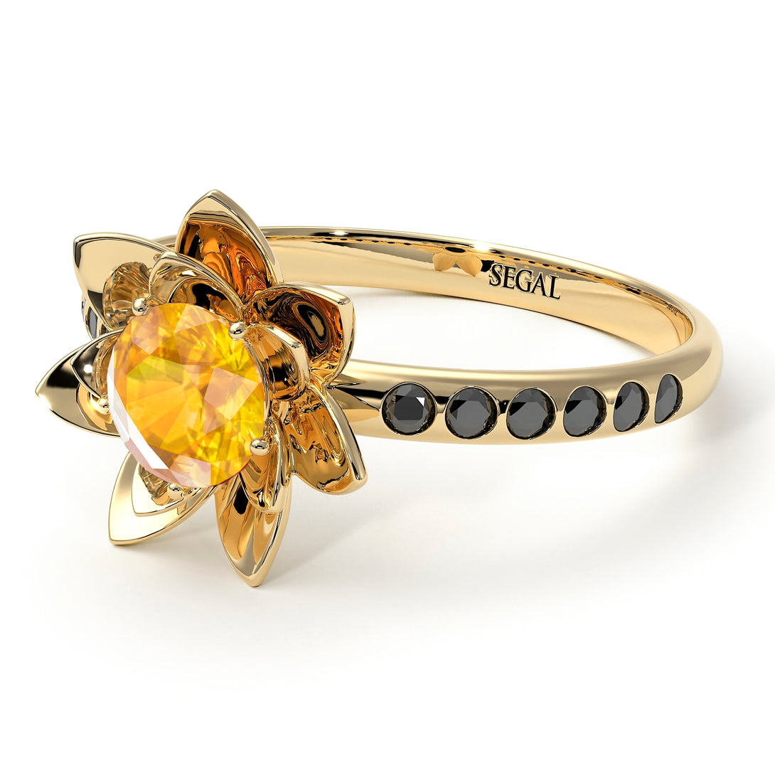 Lotus Flower Yellow Diamond ring - Lotus no. 1004