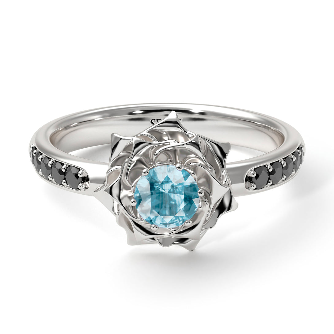 A lady's Rose Aquamarine Ring- Elena no. 406