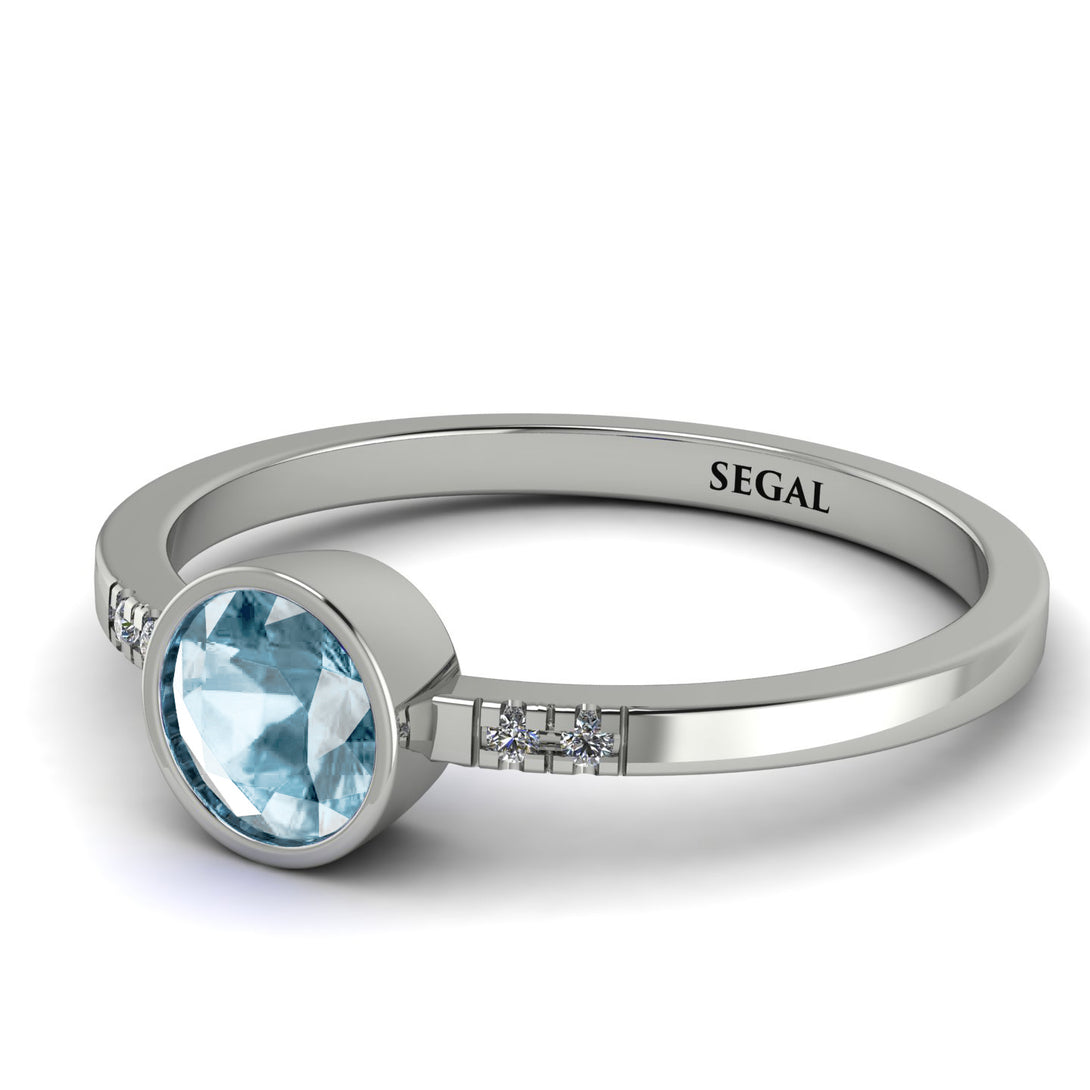 Bezel Minimalist Aquamarine Ring - Kinsley No. 403