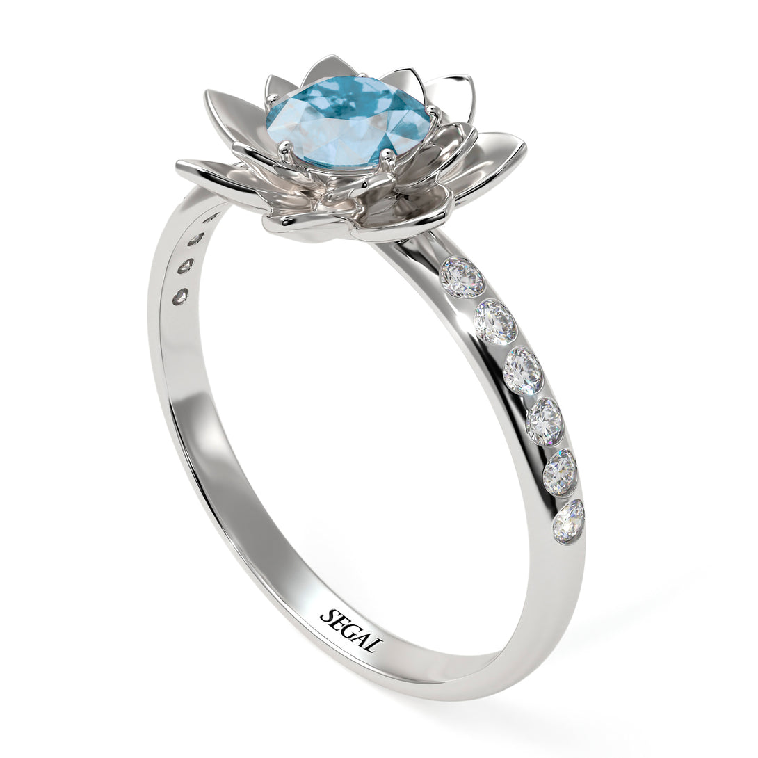 Lotus Flower Aquamarine ring - Lotus no. 403