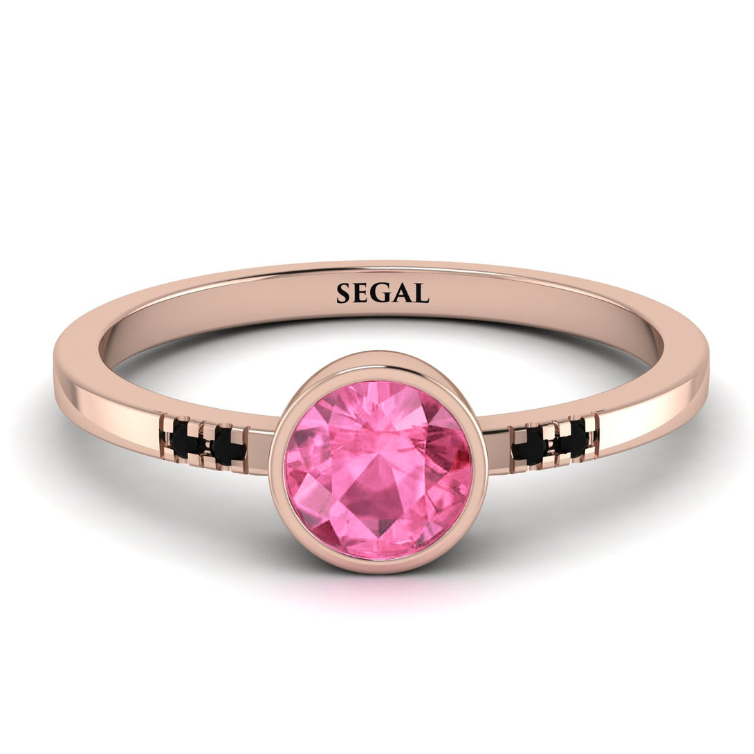 Bezel Minimalist Pink Moissanite Ring - Kinsley No. 805