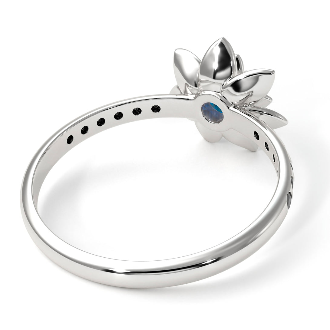 Lotus Flower Blue Topaz ring - Lotus no. 506