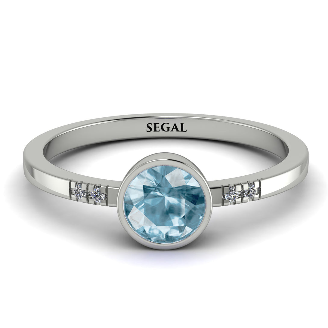 Bezel Minimalist Aquamarine Ring - Kinsley No. 403