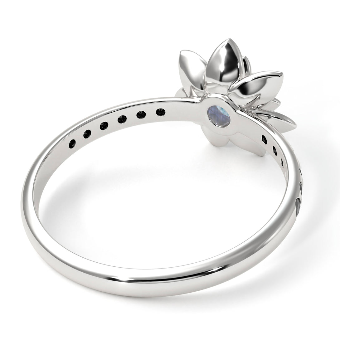 Lotus Flower Aquamarine ring - Lotus no. 406