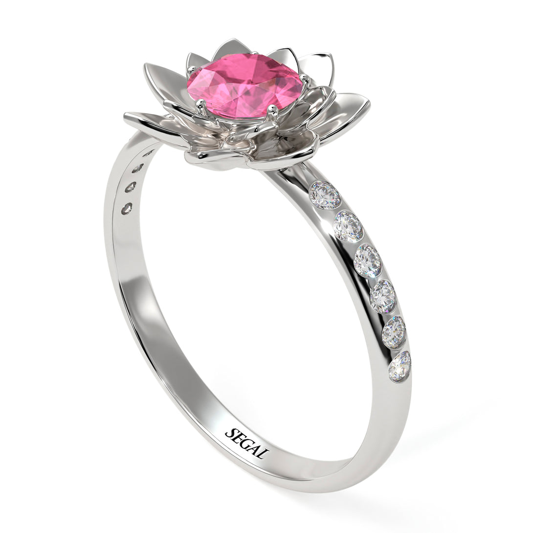Lotus Flower Pink Moissanite ring - Lotus no. 803