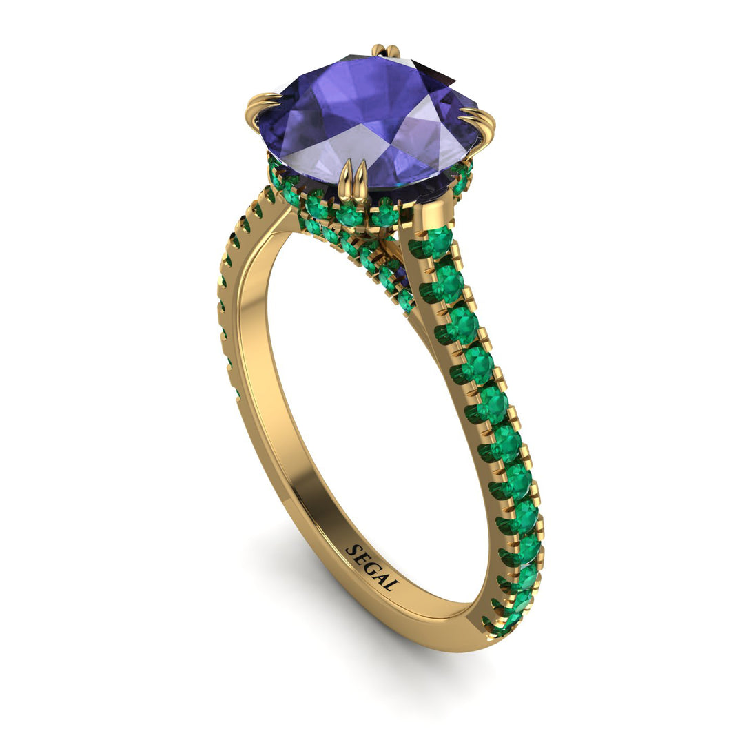 Hidden Diamond Double Cat Claw Prongs Tanzanite Ring - Hazel No. 204