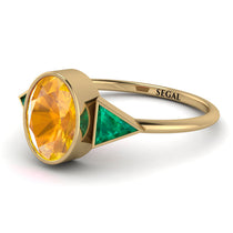 Geometrical Bezel Yellow Diamond Ring - Trinity No. 1004 image 1
