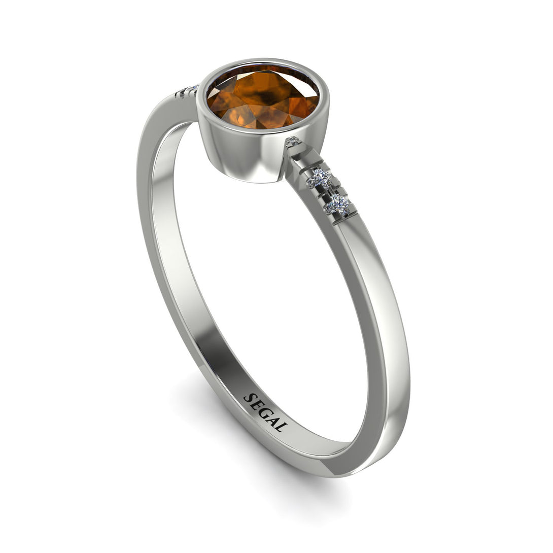 Bezel Minimalist Brown Diamond Ring - Kinsley No. 1103