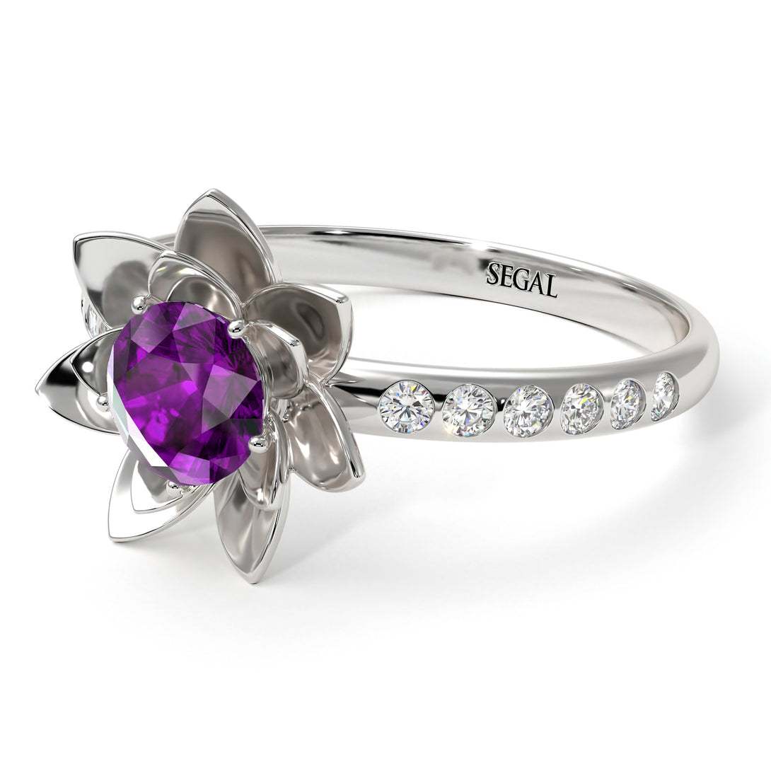 Lotus Flower Amethyst ring - Lotus no. 303