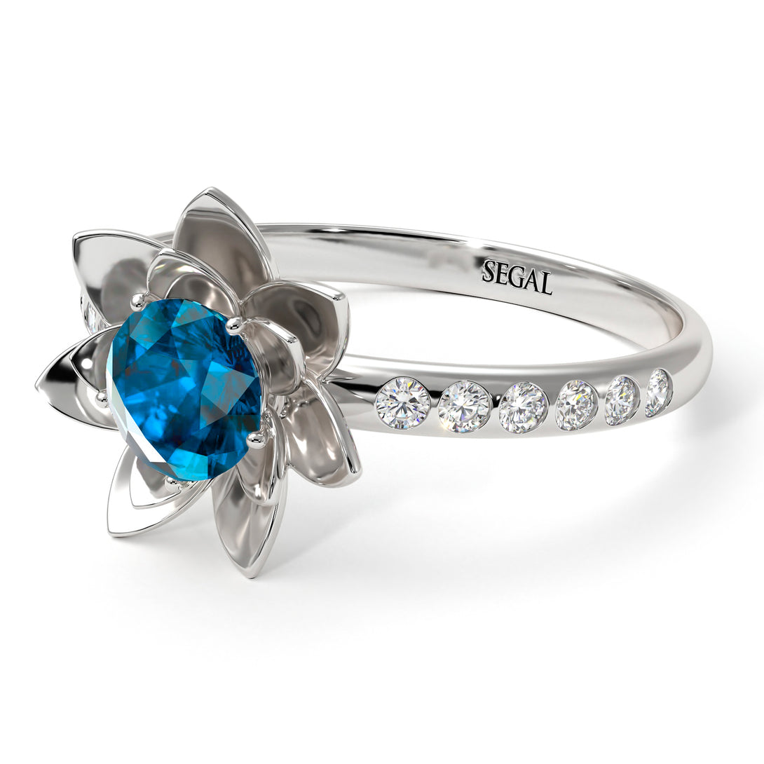 Lotus Flower Blue Topaz ring - Lotus no. 503