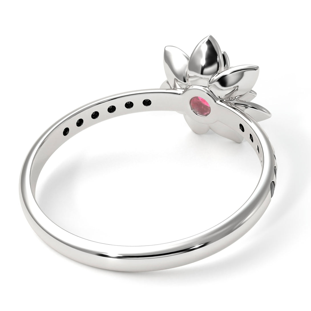 Lotus Flower Pink Moissanite ring - Lotus no. 806
