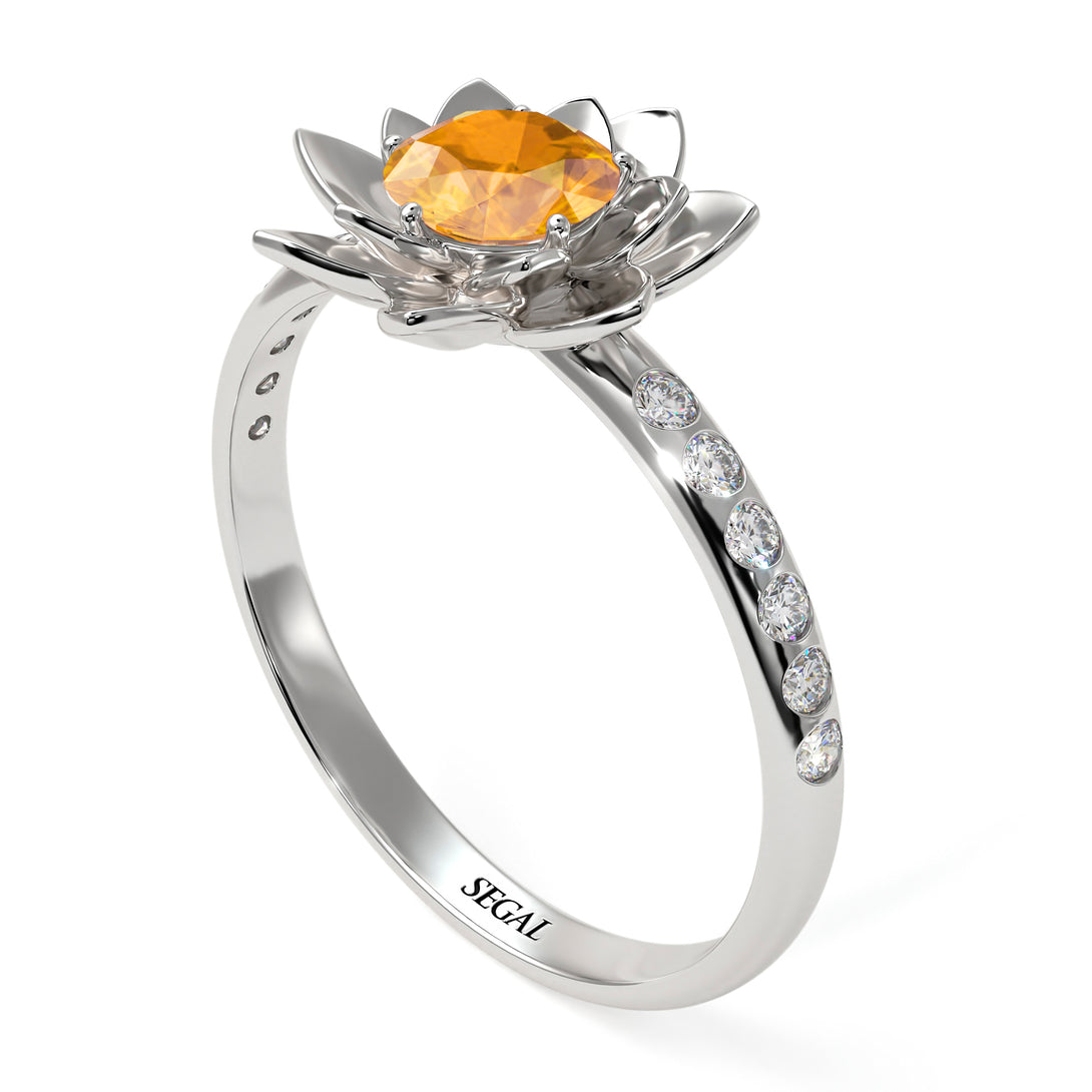 Lotus Flower Yellow Diamond ring - Lotus no. 1003