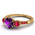 Vintage 3 Stones Amethyst Ring With Micro Pave - Luna No. 313