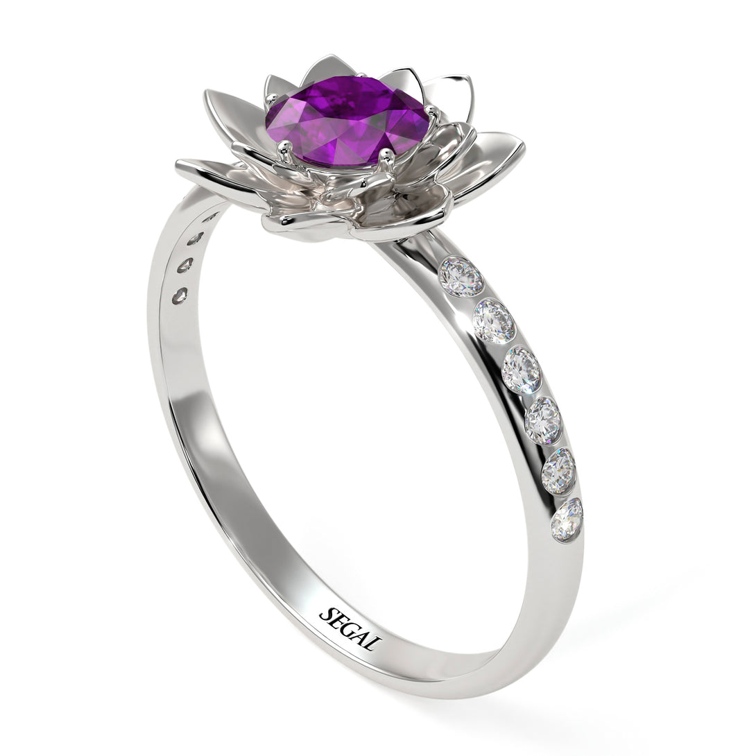Lotus Flower Amethyst ring - Lotus no. 303