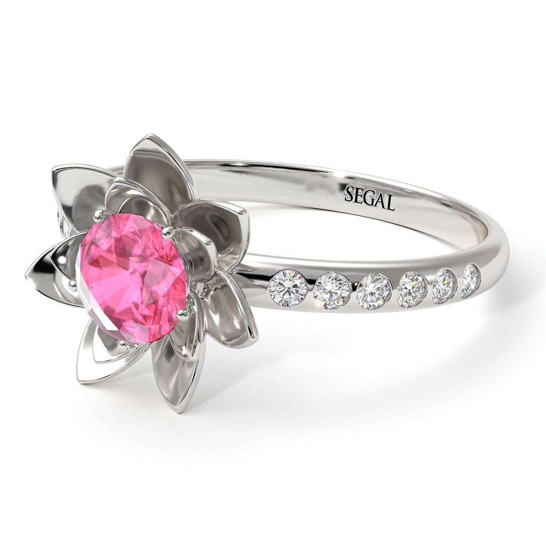 Lotus Flower Pink Moissanite ring - Lotus no. 803