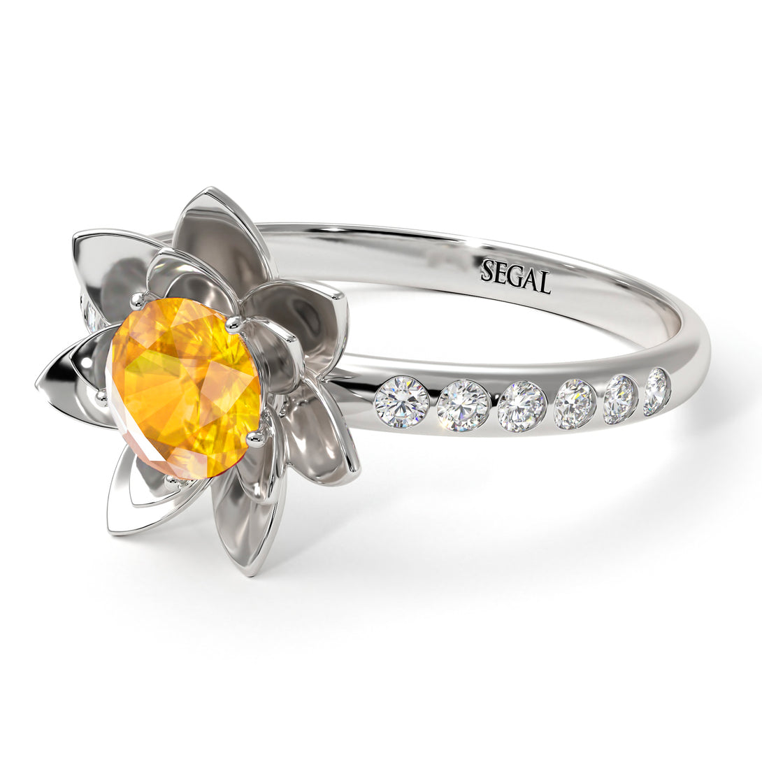 Lotus Flower Yellow Diamond ring - Lotus no. 1003