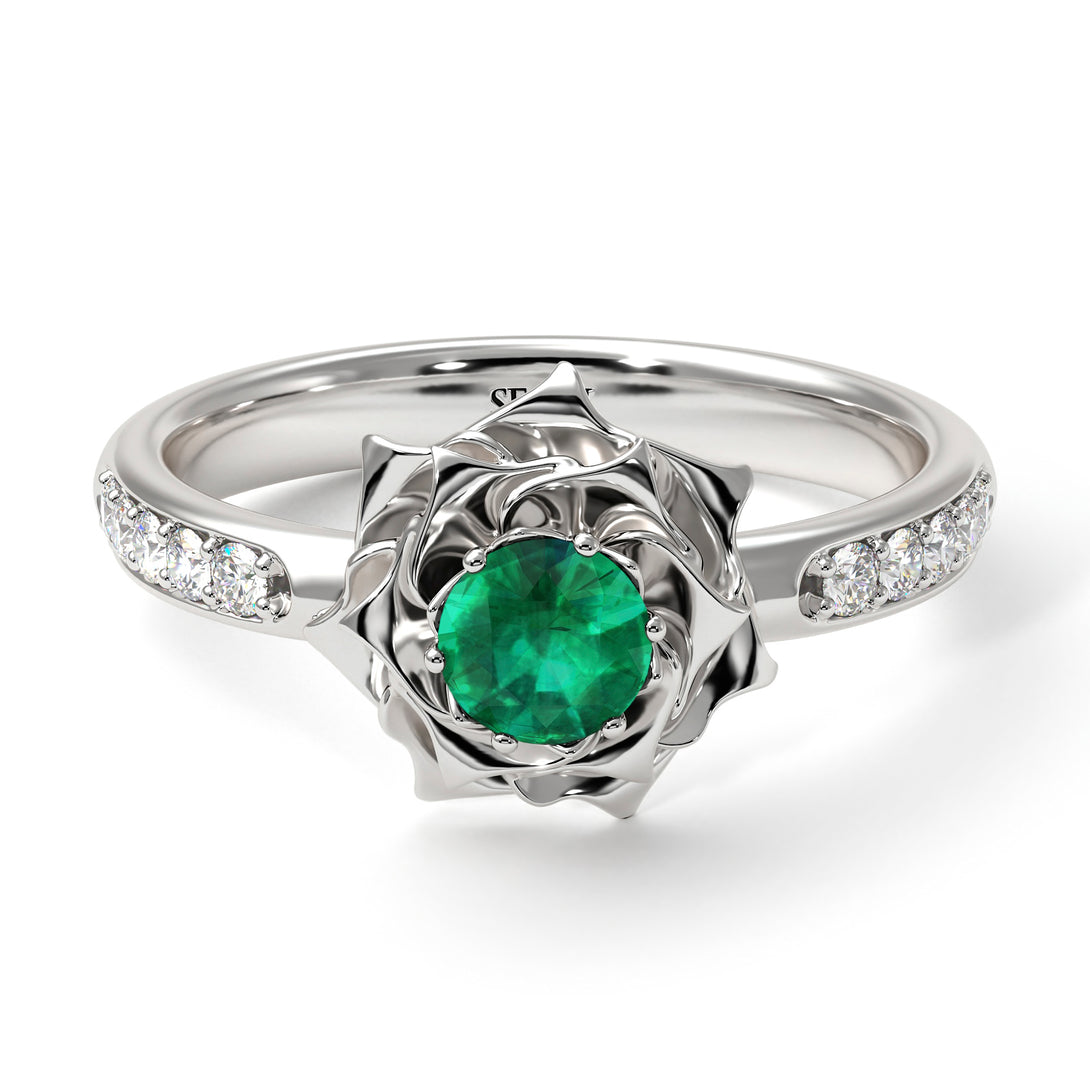 A lady's Rose Emerald Engagement Ring - Elena no. 18
