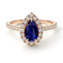 Pear Shaped Halo Sapphire Ring - Janet No. 26