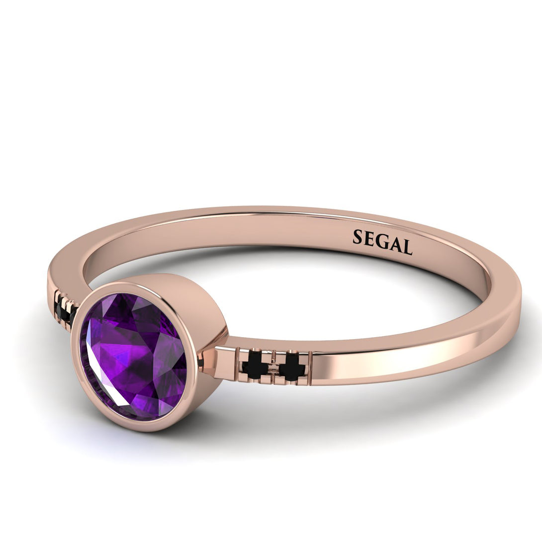 Bezel Minimalist Amethyst Ring - Kinsley No. 305