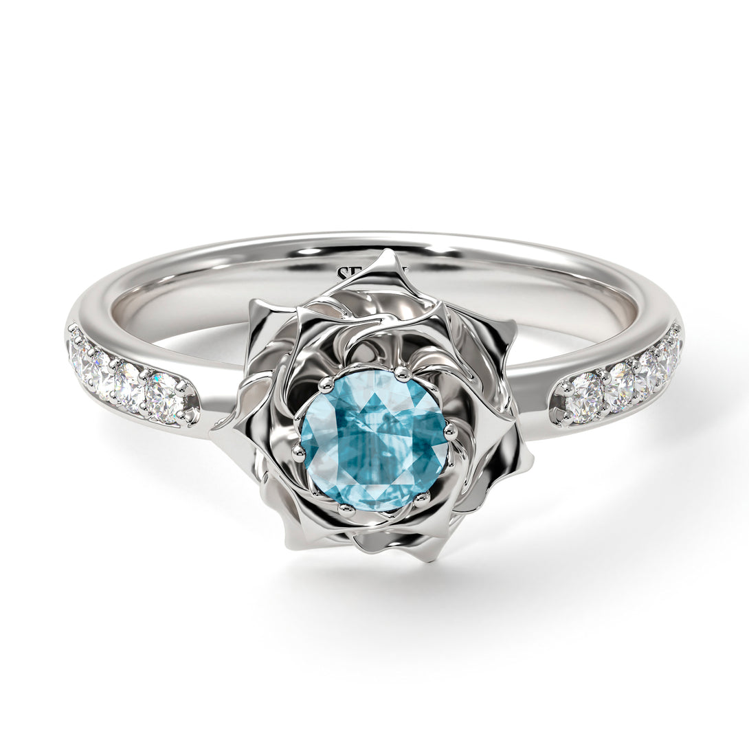 A lady's Rose Aquamarine Ring- Elena no. 403