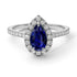 Pear Shaped Halo Sapphire Ring - Janet No. 27