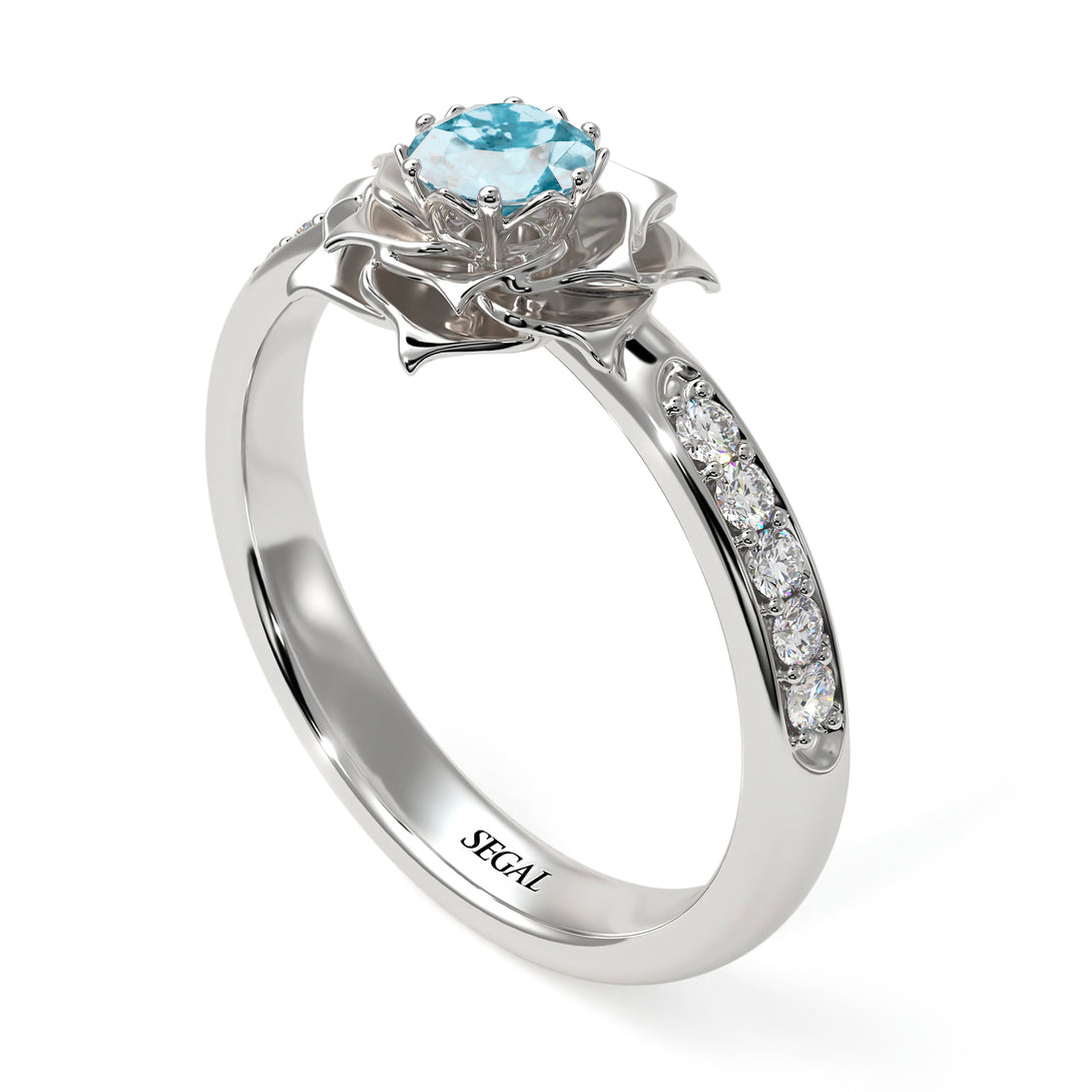 A lady's Rose Aquamarine Ring- Elena no. 403