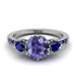 Vintage 3 Stones Tanzanite Ring With Micro Pave - Luna No. 212