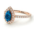 Pear Shaped Halo Blue Topaz Ring - Janet No. 502