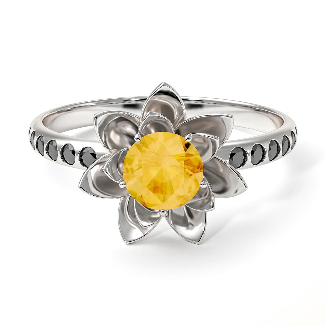 Lotus Flower Citrine ring - Lotus no. 606