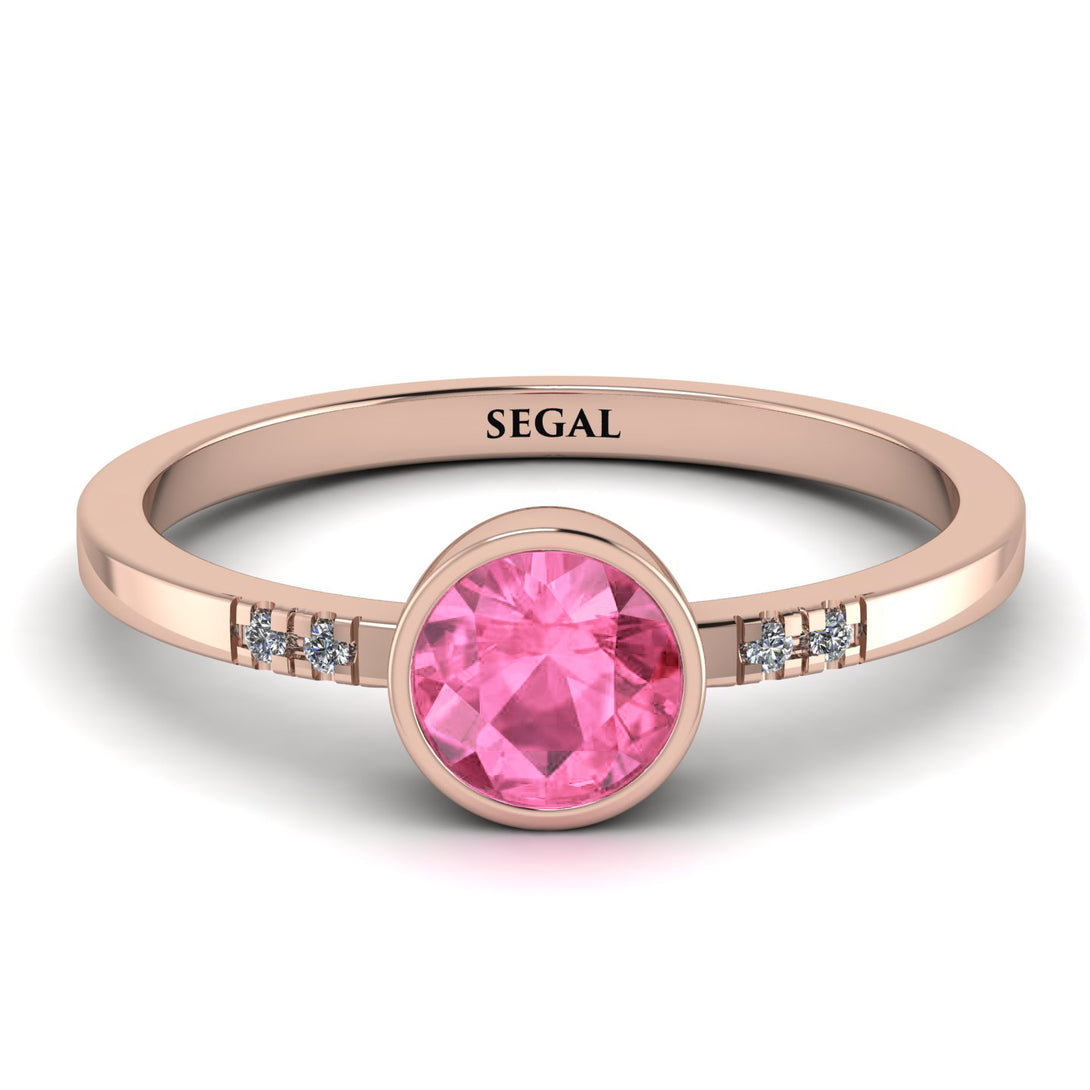 Bezel Minimalist Pink Moissanite Ring - Kinsley No. 802