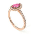 Pear Shaped Halo Pink Moissanite Ring - Janet No. 802