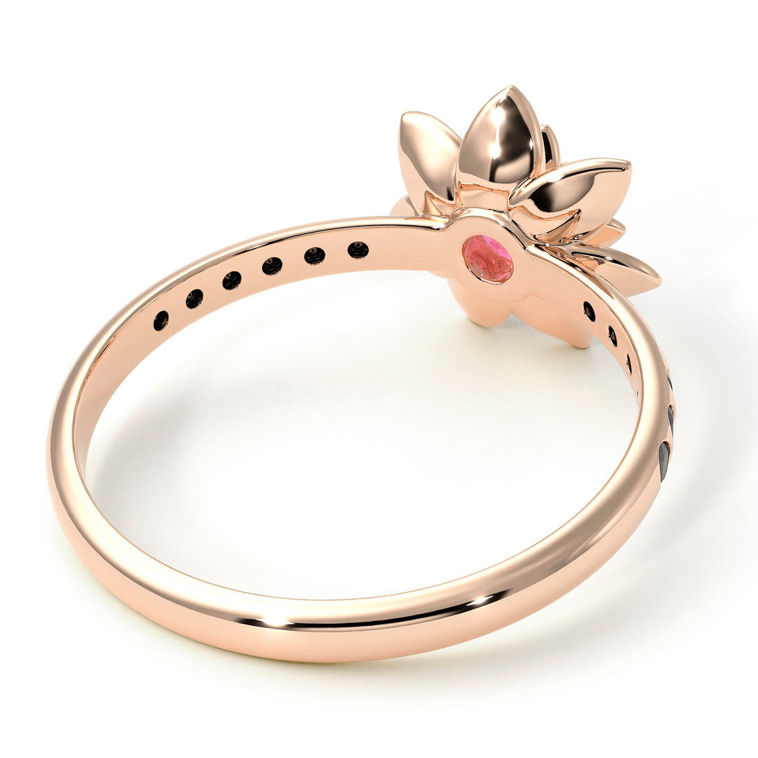 Lotus Flower Pink Moissanite ring - Lotus no. 805