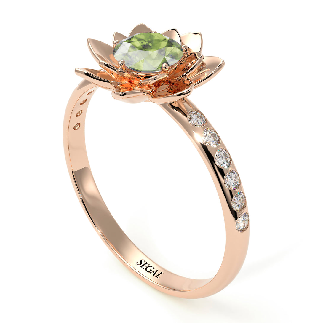 Lotus Flower Peridot ring - Lotus no. 702