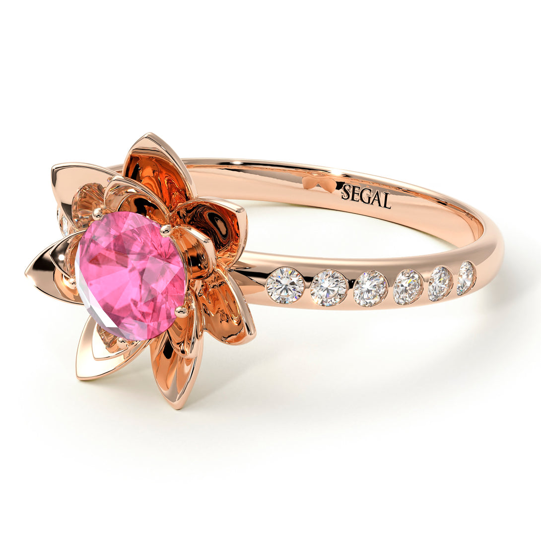 Lotus Flower Pink Moissanite ring - Lotus no. 802