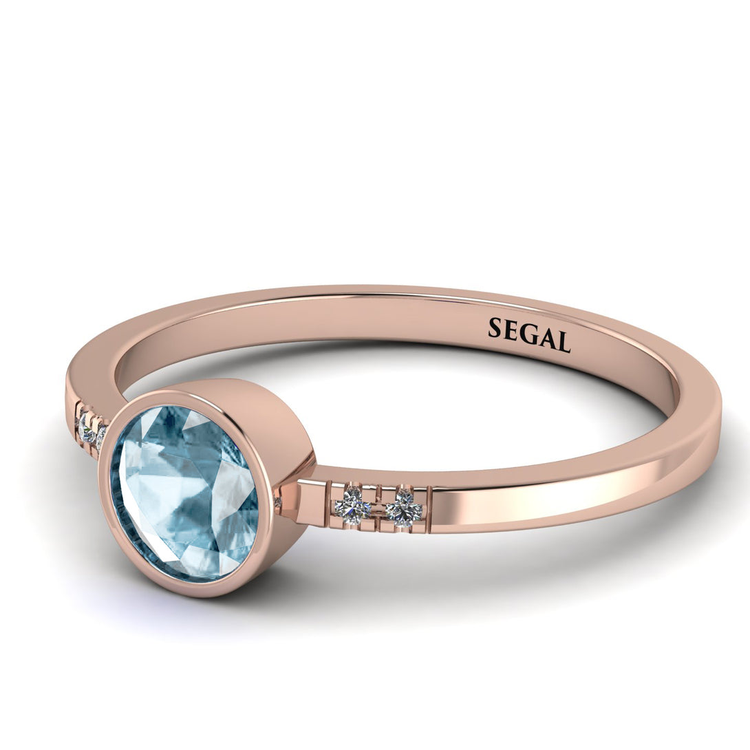 Bezel Minimalist Aquamarine Ring - Kinsley No. 402