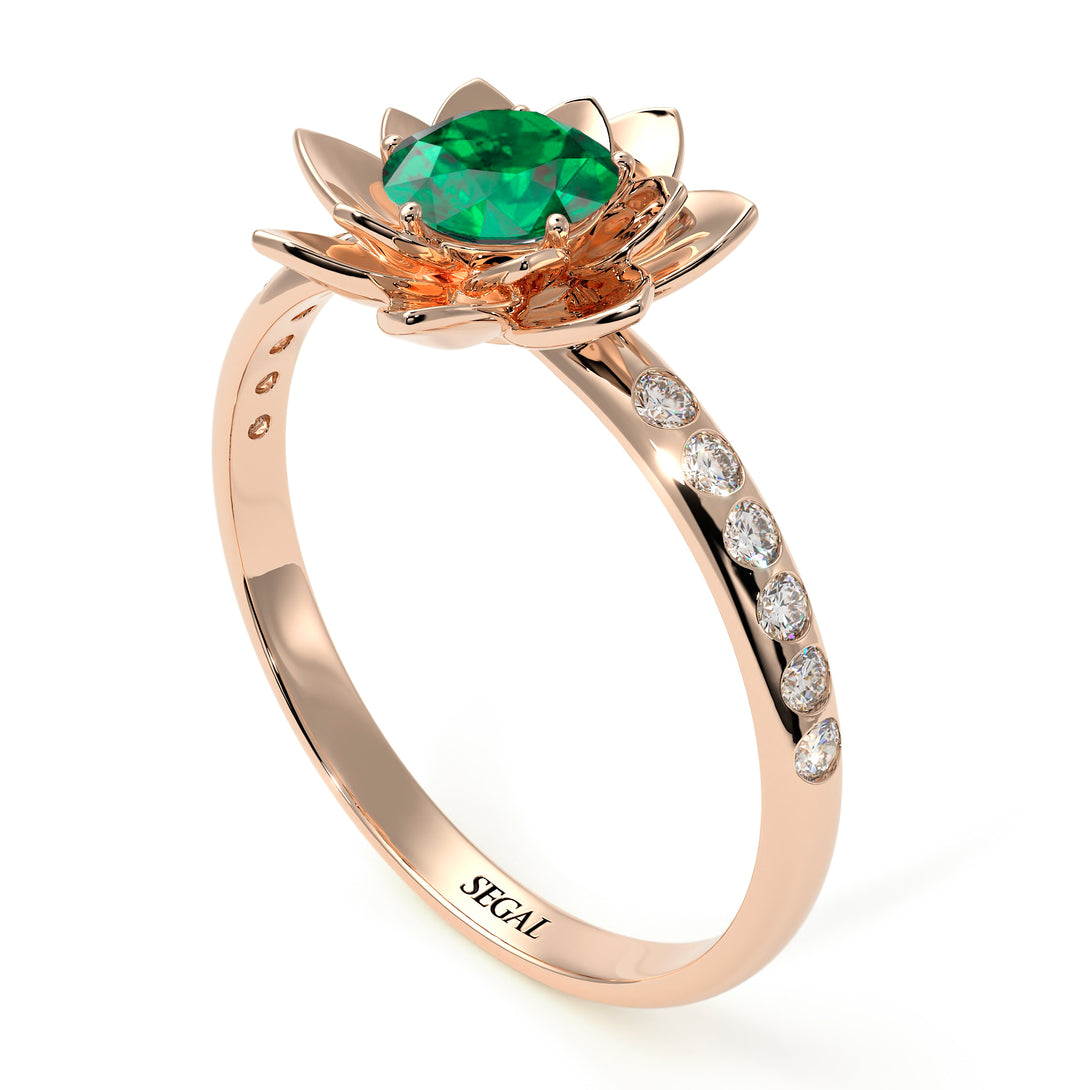 Lotus Flower Emerald ring - Lotus no. 20