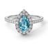Pear Shaped Halo Aquamarine Ring - Janet No. 403