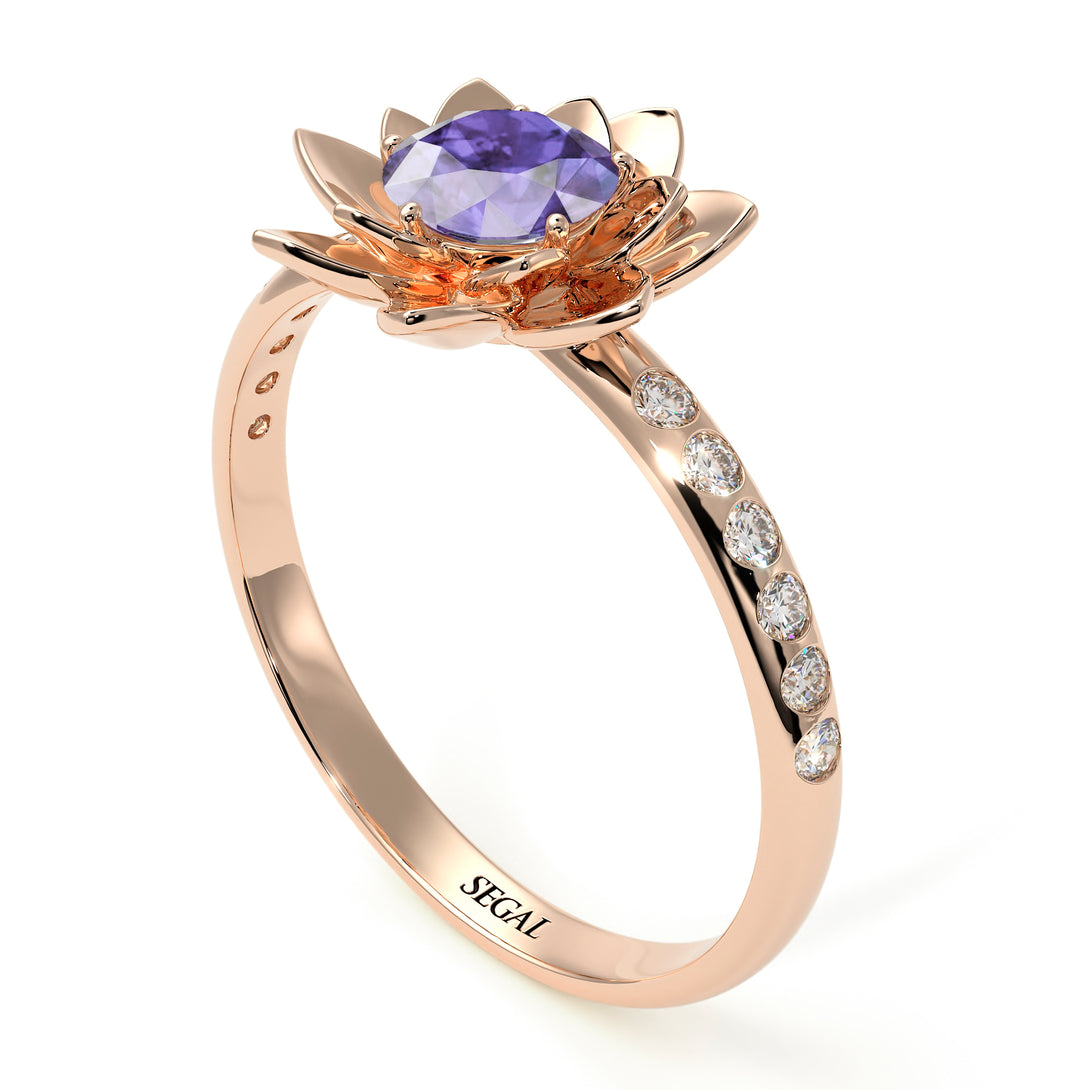 Lotus Flower Tanzanite ring - Lotus no. 202