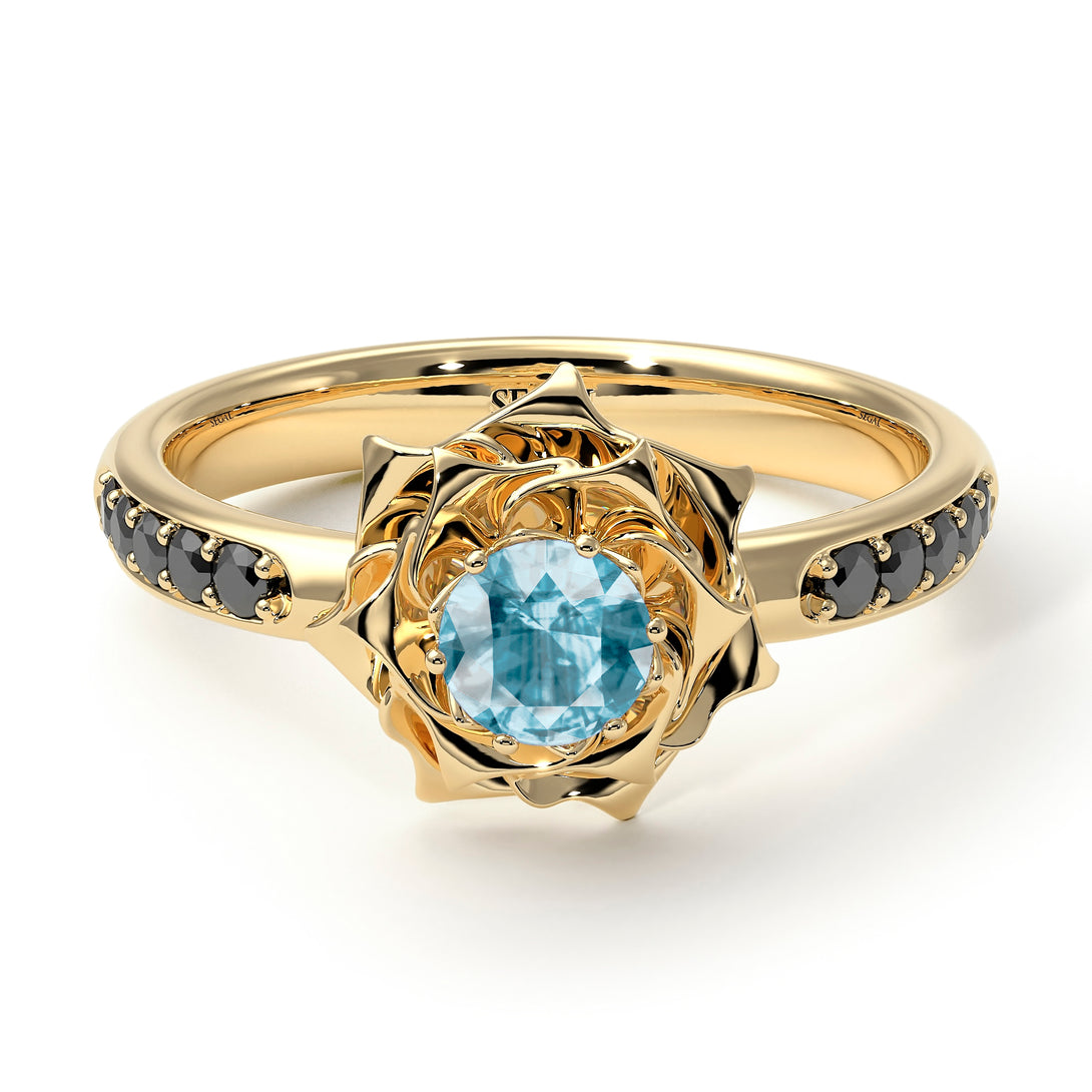 A lady's Rose Aquamarine Ring- Elena no. 404