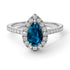 Pear Shaped Halo Blue Topaz Ring - Janet No. 503