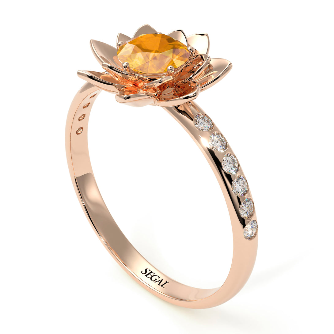 Lotus Flower Citrine ring - Lotus no. 602