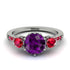 Vintage 3 Stones Amethyst Ring With Micro Pave - Luna No. 315