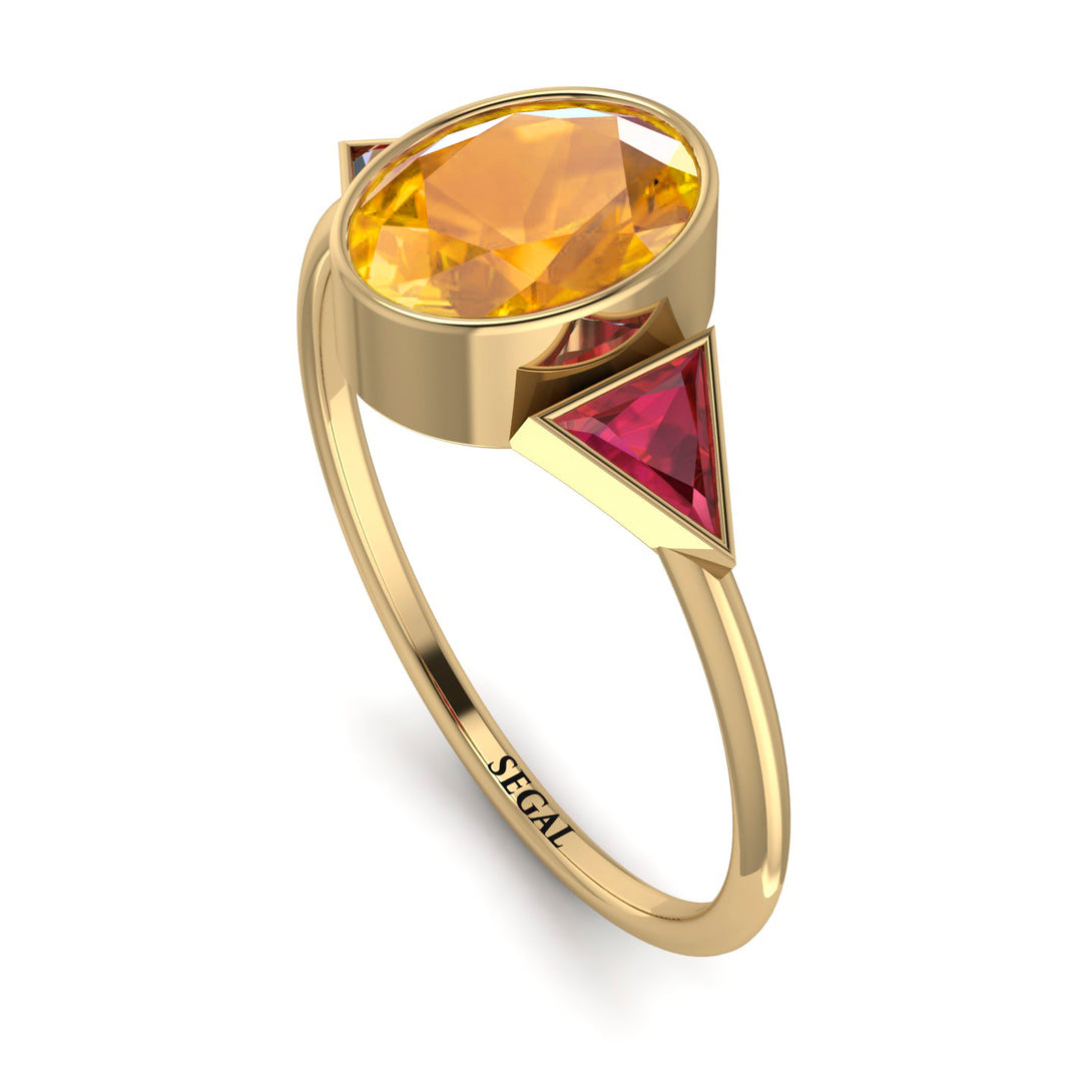 Geometrical Bezel Yellow Diamond Ring - Trinity No. 1010