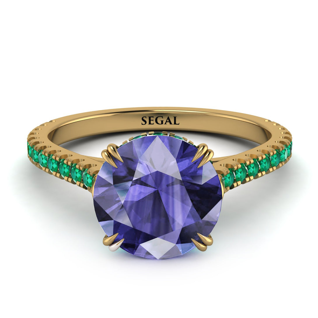 Hidden Diamond Double Cat Claw Prongs Tanzanite Ring - Hazel No. 204