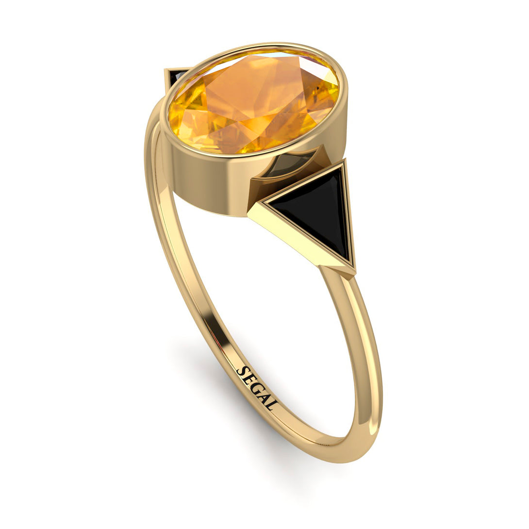 Geometrical Bezel Yellow Diamond Ring - Trinity No. 1007