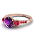 Vintage 3 Stones Amethyst Ring With Micro Pave - Luna No. 314
