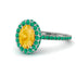 Oval Citrine Halo Hidden Emeralds Ring - Amy No. 606 image 1
