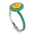 Oval Citrine Halo Hidden Emeralds Ring - Amy No. 606