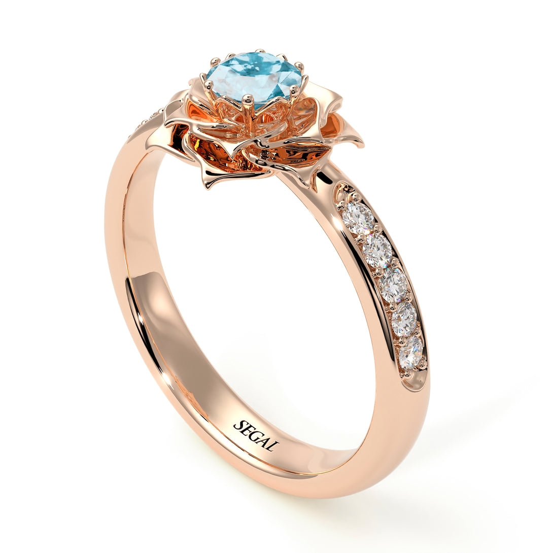 A lady's Rose Aquamarine Ring- Elena no. 402