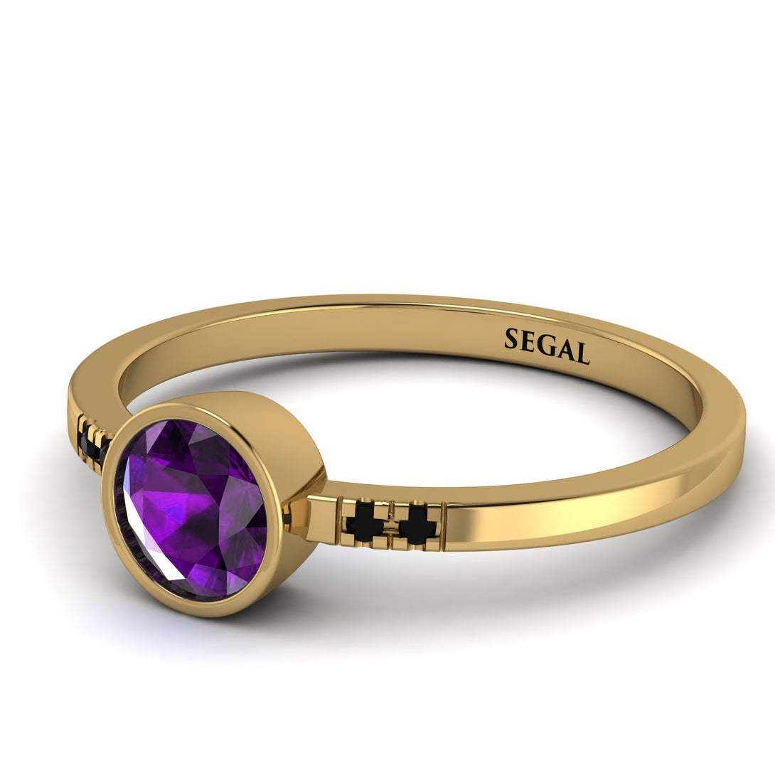 Bezel Minimalist Amethyst Ring - Kinsley No. 304
